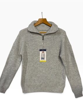 Modern Ambition Women’s Quarter Zip Sweater Gray Knit Size Small NWT